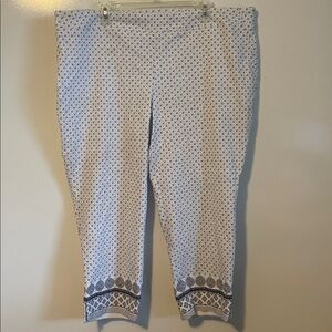 Carolina Belle Printed Cropped Pants White/Black Boho Tile Print Size 22W